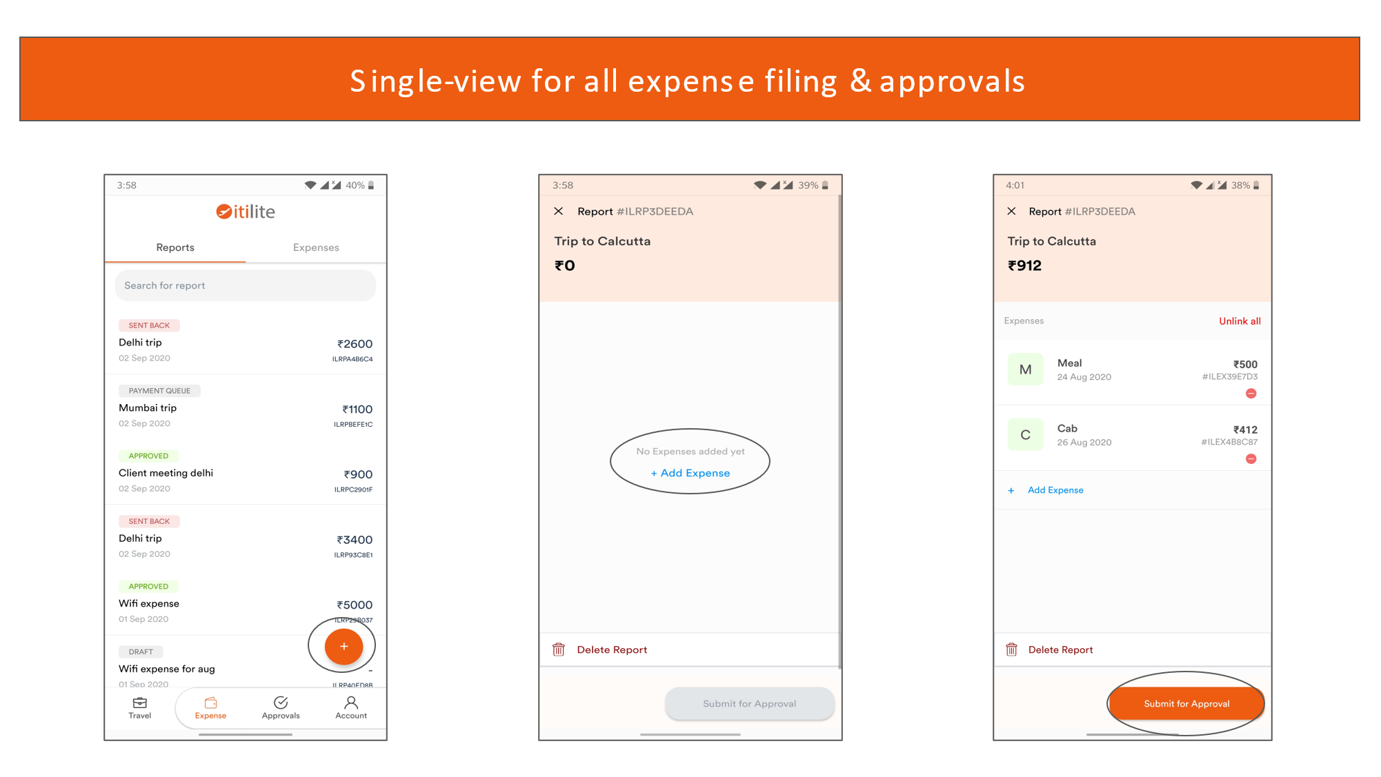 Single-view for all expense filing and approvals